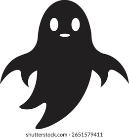 Cute Black Ghost Silhouettes Set for Halloween Design
