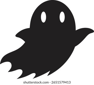 Cute Black Ghost Silhouettes Set for Halloween Design