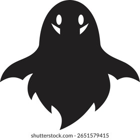 Cute Black Ghost Silhouettes Set for Halloween Design