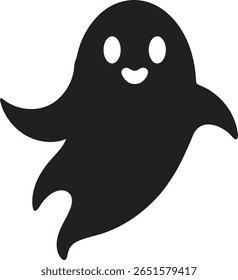 Cute Black Ghost Silhouettes Set for Halloween Design