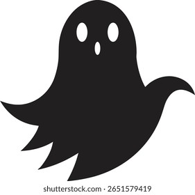 Cute Black Ghost Silhouettes Set for Halloween Design