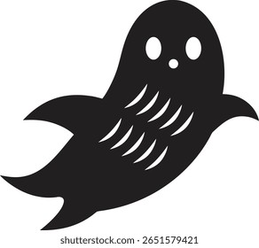 Cute Black Ghost Silhouettes Set for Halloween Design