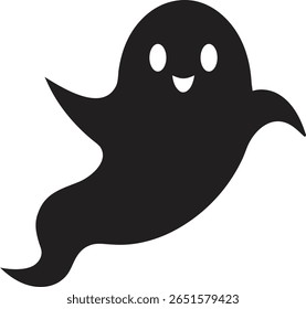 Cute Black Ghost Silhouettes Set for Halloween Design