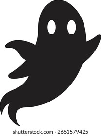 Cute Black Ghost Silhouettes Set for Halloween Design