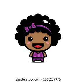 cute black girl vector character design