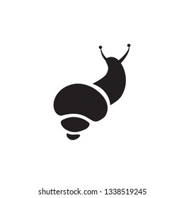 Cute black hand drawn snail for design and decoration. Vector isolated editable logo. Modern image