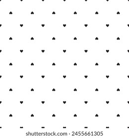 Cute Black Hearts Seamless Pattern. Black Hearts Background. Kids, Wrapping Paper. Vector Illustration