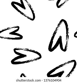 Cute black hearts trendy seamless pattern with texture. Applicable for paper or textile print, web and other backgrounds.