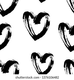 Cute black hearts trendy seamless pattern with texture. Applicable for paper or textile print, web and other backgrounds.