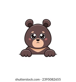 Cute black himalayan bear with pleading look in cartoon style. Vector flat illustration