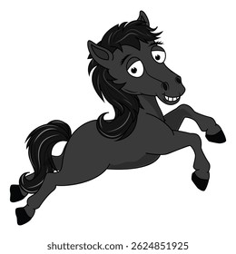 Cute Black Horse Animal Cartoon