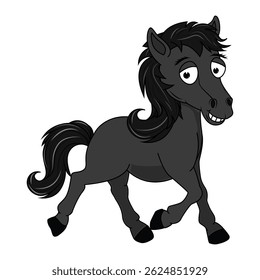 Cute Black Horse Animal Cartoon