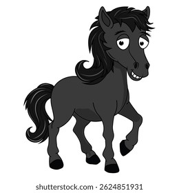 Cute Black Horse Animal Cartoon