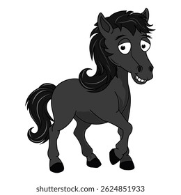 Cute Black Horse Animal Cartoon