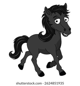 Cute Black Horse Animal Cartoon