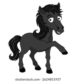Cute Black Horse Animal Cartoon