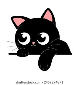 Cute black kitten on a white background
