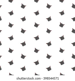 Cute black kitten on a white background. Seamless pattern separate from the background. Vector illustration for various needs.