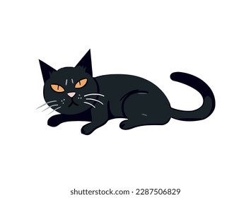 Cute black kitten sitting icon isolated