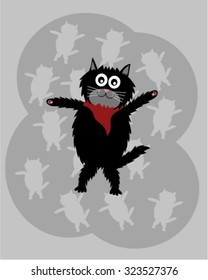 Cute black kitten standing