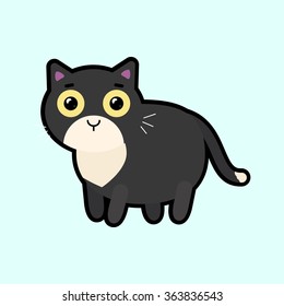 Cute black kitten. Vector illustration.