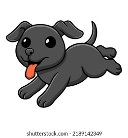 Cute black labrador dog cartoon running