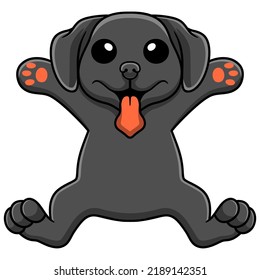 Cute black labrador dog cartoon posing