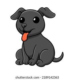 Cute black labrador dog cartoon sitting