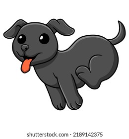 Cute black labrador dog cartoon running