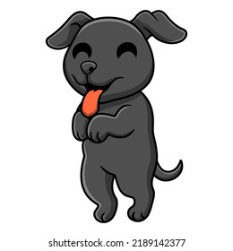 Cute black labrador dog cartoon posing