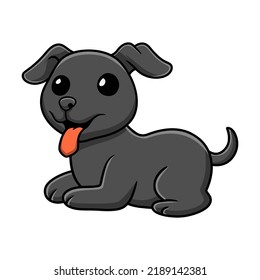 Cute black labrador dog cartoon sitting