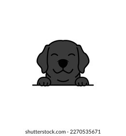 Cute black labrador retriever puppy smiling cartoon, vector illustration