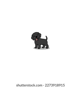 Cute black labrador retriever puppy cartoon, vector illustration