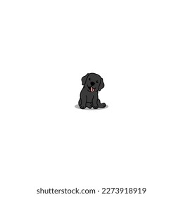 Cute black labrador retriever puppy sitting cartoon, vector illustration