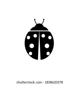 Cute black ladybug icon beetle insect on isolated on white background. Vector illustration