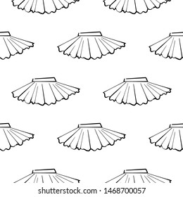 Cute black line seamless pattern with skirt. Simple doodle hand drawn art. Vector linear design on white background.