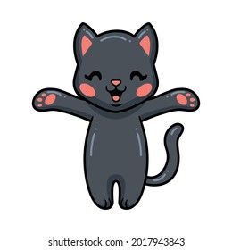 Cute black little cat cartoon standing