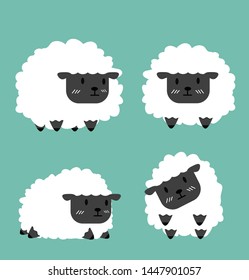 Cute black little sheep vector set