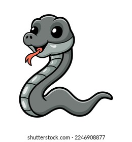 Cute black mamba snake cartoon