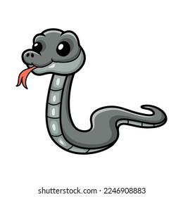 Cute black mamba snake cartoon