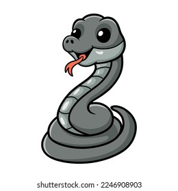 Cute black mamba snake cartoon
