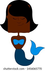 Sirena negra, ilustración, vector sobre fondo blanco.