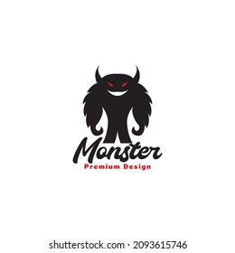 cute black monster with horn logo