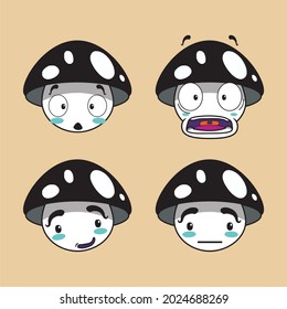 Cute Black Mushroom,
For emoji chat or sticker.
Funny flat vector design