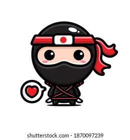 cute black ninja character design