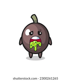 el bonito personaje de oliva negra con puke , diseño de estilo bonito para camiseta, pegatina, elemento logotipo