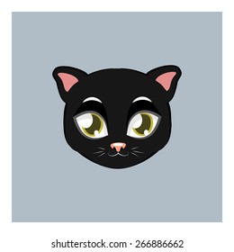 Cute black panther avatar with flat colors