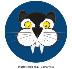 A cute black Panther (blue background can be deleted). Vector illustration. Suitable for t-shirts, publications and objects for children. 