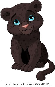 Cute black panther cub