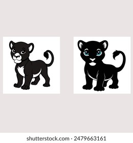 A cute black panther vector typically features a stylized, cartoon-like depiction of a black panther.